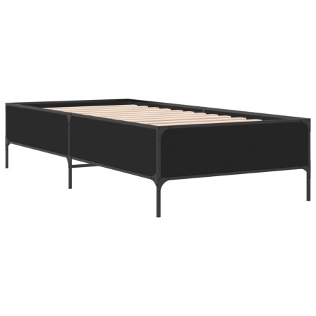 vidaXL Estructura de cama madera de ingeniería y metal negra 90x190 cm