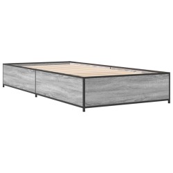 vidaXL Estructura cama madera ingeniería metal gris Sonoma 100x200 cm
