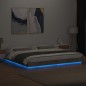 vidaXL Estructura cama con luces LED madera gris hormigón 200x200 cm vidaXL Estructura cama con luces LED madera gris hormigón 200x200 cm