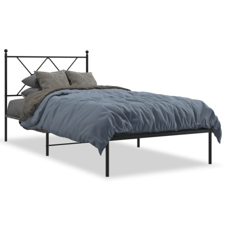 vidaXL Estructura de cama con cabecero metal negro 90x200 cm