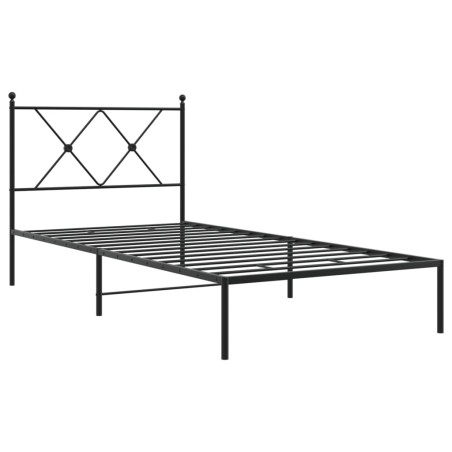 vidaXL Estructura de cama con cabecero metal negro 90x200 cm