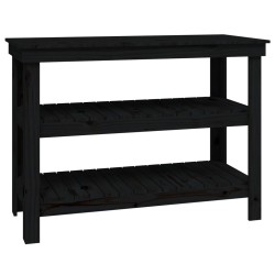 vidaXL Banco de trabajo de madera maciza de pino negro 110,5x50x80 cm