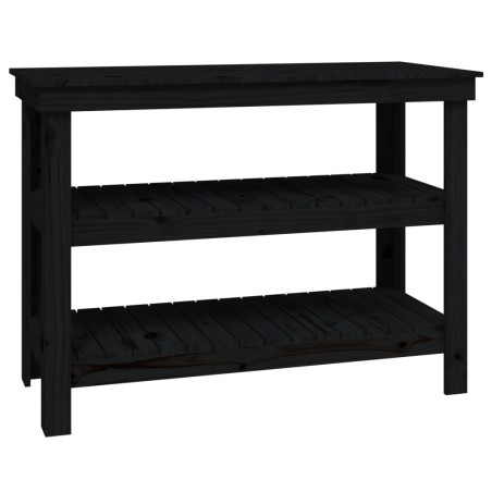 vidaXL Banco de trabajo de madera maciza de pino negro 110,5x50x80 cm