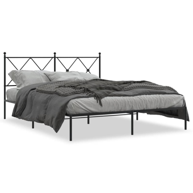 vidaXL Estructura de cama con cabecero metal negro 150x200 cm vidaXL Estructura de cama con cabecero metal negro 150x200 cm
