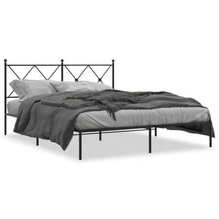 vidaXL Estructura de cama con cabecero metal negro 150x200 cm