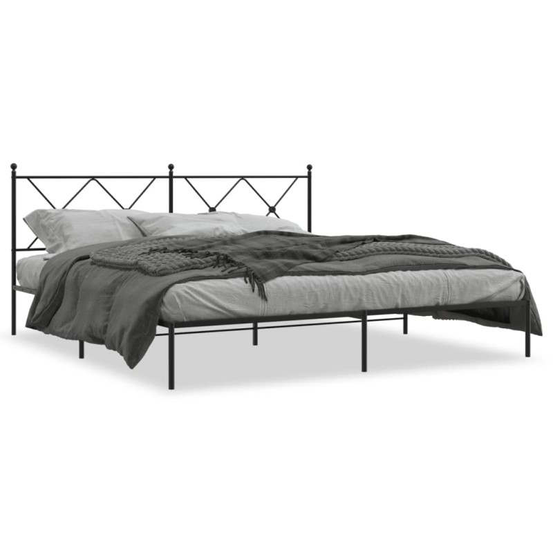 vidaXL Estructura de cama con cabecero metal negro 180x200 cm vidaXL Estructura de cama con cabecero metal negro 180x200 cm