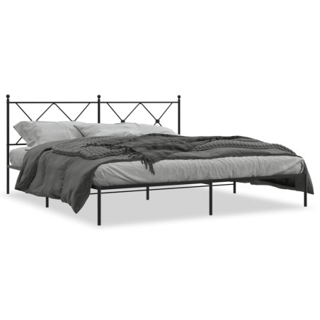 vidaXL Estructura de cama con cabecero metal negro 180x200 cm