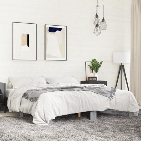 vidaXL Estructura cama madera ingeniería metal gris Sonoma 200x200 cm