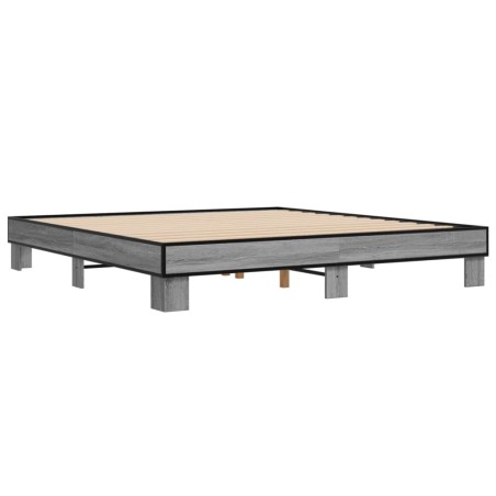 vidaXL Estructura cama madera ingeniería metal gris Sonoma 200x200 cm