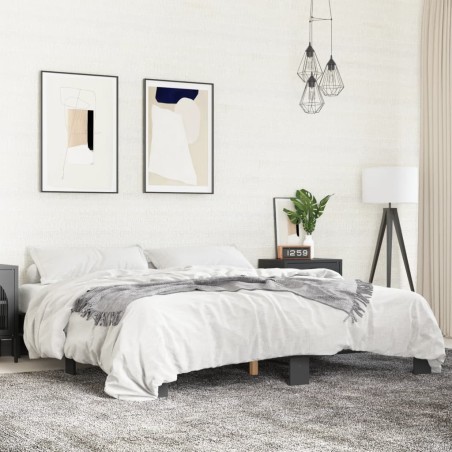 vidaXL Estructura de cama madera de ingeniería y metal negro 200x200cm