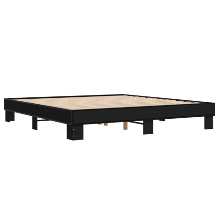 vidaXL Estructura de cama madera de ingeniería y metal negro 200x200cm