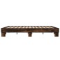 vidaXL Estructura cama madera ingeniería metal roble ahumado 160x200cm vidaXL Estructura cama madera ingeniería metal roble ahumado 160x200cm