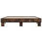vidaXL Estructura cama madera ingeniería metal roble ahumado 150x200cm vidaXL Estructura cama madera ingeniería metal roble ahumado 150x200cm