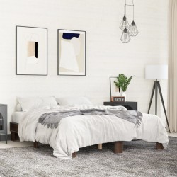 vidaXL Estructura cama madera ingeniería metal marrón roble 150x200 cm