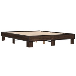 vidaXL Estructura cama madera ingeniería metal marrón roble 150x200 cm
