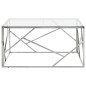 vidaXL Mesa de centro plateada acero inoxidable y vidrio templado vidaXL Mesa de centro plateada acero inoxidable y vidrio templado