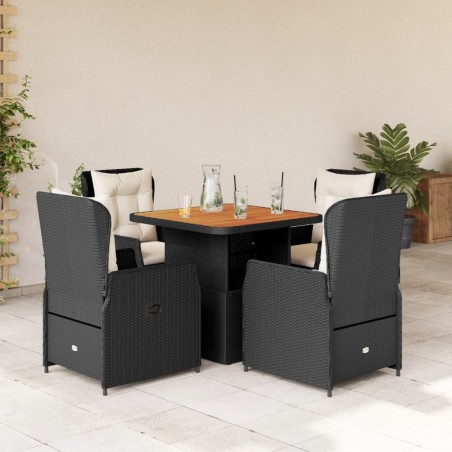 vidaXL Set de muebles jardín 5 pzas con cojines ratán sintético negro