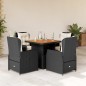 vidaXL Set de muebles jardín 5 pzas con cojines ratán sintético negro vidaXL Set de muebles jardín 5 pzas con cojines ratán sintético negro