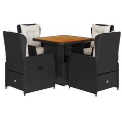 vidaXL Set de muebles jardín 5 pzas con cojines ratán sintético negro