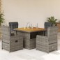 vidaXL Set comedor de jardín 5 piezas con cojines ratán sintético gris vidaXL Set comedor de jardín 5 piezas con cojines ratán sintético gris