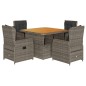 vidaXL Set comedor de jardín 5 piezas con cojines ratán sintético gris vidaXL Set comedor de jardín 5 piezas con cojines ratán sintético gris