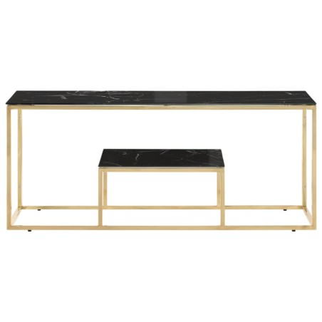 vidaXL Mesa de centro dorada acero inoxidable y vidrio templado