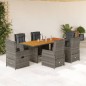 vidaXL Set comedor jardín 7 pzas y cojines ratán sintético gris vidaXL Set comedor jardín 7 pzas y cojines ratán sintético gris