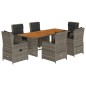 vidaXL Set comedor jardín 7 pzas y cojines ratán sintético gris vidaXL Set comedor jardín 7 pzas y cojines ratán sintético gris