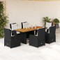 vidaXL Set de comedor de jardín 7 pzas y cojines ratán sintético negro vidaXL Set de comedor de jardín 7 pzas y cojines ratán sintético negro