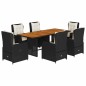 vidaXL Set de comedor de jardín 7 pzas y cojines ratán sintético negro vidaXL Set de comedor de jardín 7 pzas y cojines ratán sintético negro