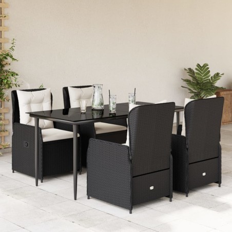 vidaXL Set de muebles jardín 5 pzas con cojines ratán sintético negro