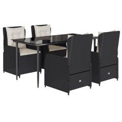 vidaXL Set de muebles jardín 5 pzas con cojines ratán sintético negro