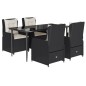 vidaXL Set de muebles jardín 5 pzas con cojines ratán sintético negro vidaXL Set de muebles jardín 5 pzas con cojines ratán sintético negro