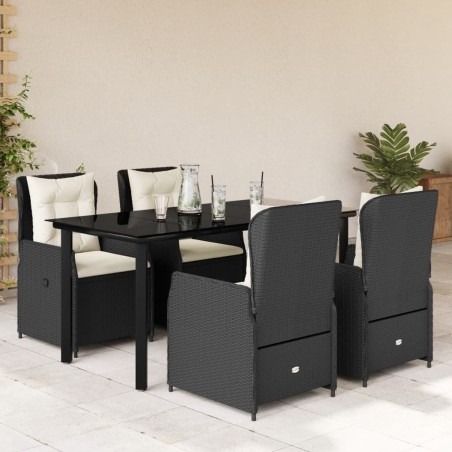 vidaXL Set de muebles jardín 5 pzas con cojines ratán sintético negro