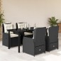 vidaXL Set de muebles jardín 5 pzas con cojines ratán sintético negro vidaXL Set de muebles jardín 5 pzas con cojines ratán sintético negro