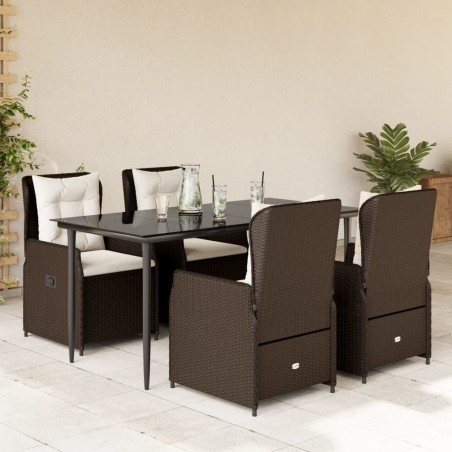 vidaXL Set comedor de jardín 5 piezas y cojines ratán sintético marrón