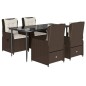vidaXL Set comedor de jardín 5 piezas y cojines ratán sintético marrón vidaXL Set comedor de jardín 5 piezas y cojines ratán sintético marrón
