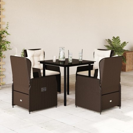 vidaXL Set comedor de jardín 5 piezas y cojines ratán sintético marrón