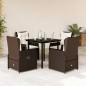 vidaXL Set comedor de jardín 5 piezas y cojines ratán sintético marrón vidaXL Set comedor de jardín 5 piezas y cojines ratán sintético marrón