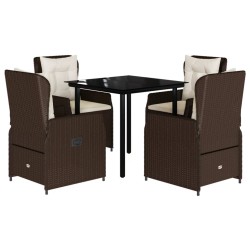 vidaXL Set comedor de jardín 5 piezas y cojines ratán sintético marrón