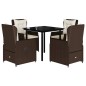 vidaXL Set comedor de jardín 5 piezas y cojines ratán sintético marrón vidaXL Set comedor de jardín 5 piezas y cojines ratán sintético marrón