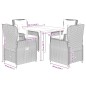 vidaXL Set comedor de jardín 5 piezas y cojines ratán sintético marrón vidaXL Set comedor de jardín 5 piezas y cojines ratán sintético marrón