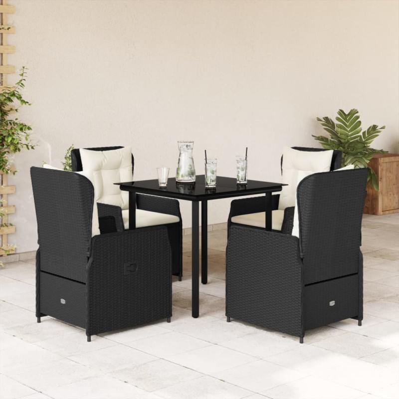 vidaXL Set de muebles jardín 5 pzas con cojines ratán sintético negro