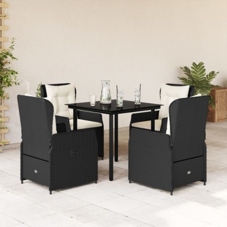 vidaXL Set de muebles jardín 5 pzas con cojines ratán sintético negro