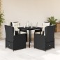 vidaXL Set de muebles jardín 5 pzas con cojines ratán sintético negro