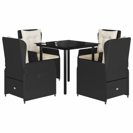 vidaXL Set de muebles jardín 5 pzas con cojines ratán sintético negro