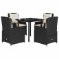 vidaXL Set de muebles jardín 5 pzas con cojines ratán sintético negro