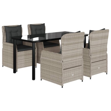 vidaXL Set comedor de jardín 5 pzas cojines ratán sintético gris claro