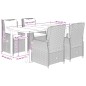 vidaXL Set comedor de jardín 5 pzas cojines ratán sintético gris claro