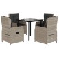 vidaXL Set comedor de jardín 5 pzas cojines ratán sintético gris claro vidaXL Set comedor de jardín 5 pzas cojines ratán sintético gris claro